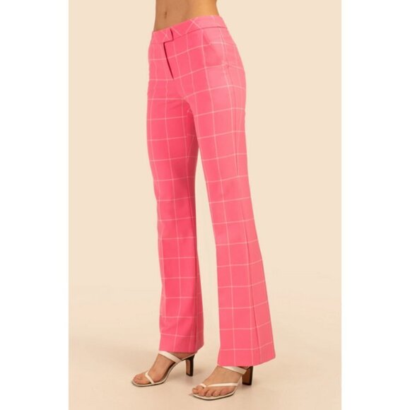 💕TRINA TURK💕 Carillo Pant ~ Windowpane Tropical Suiting Candy Pink 14 NWT - Picture 7 of 16